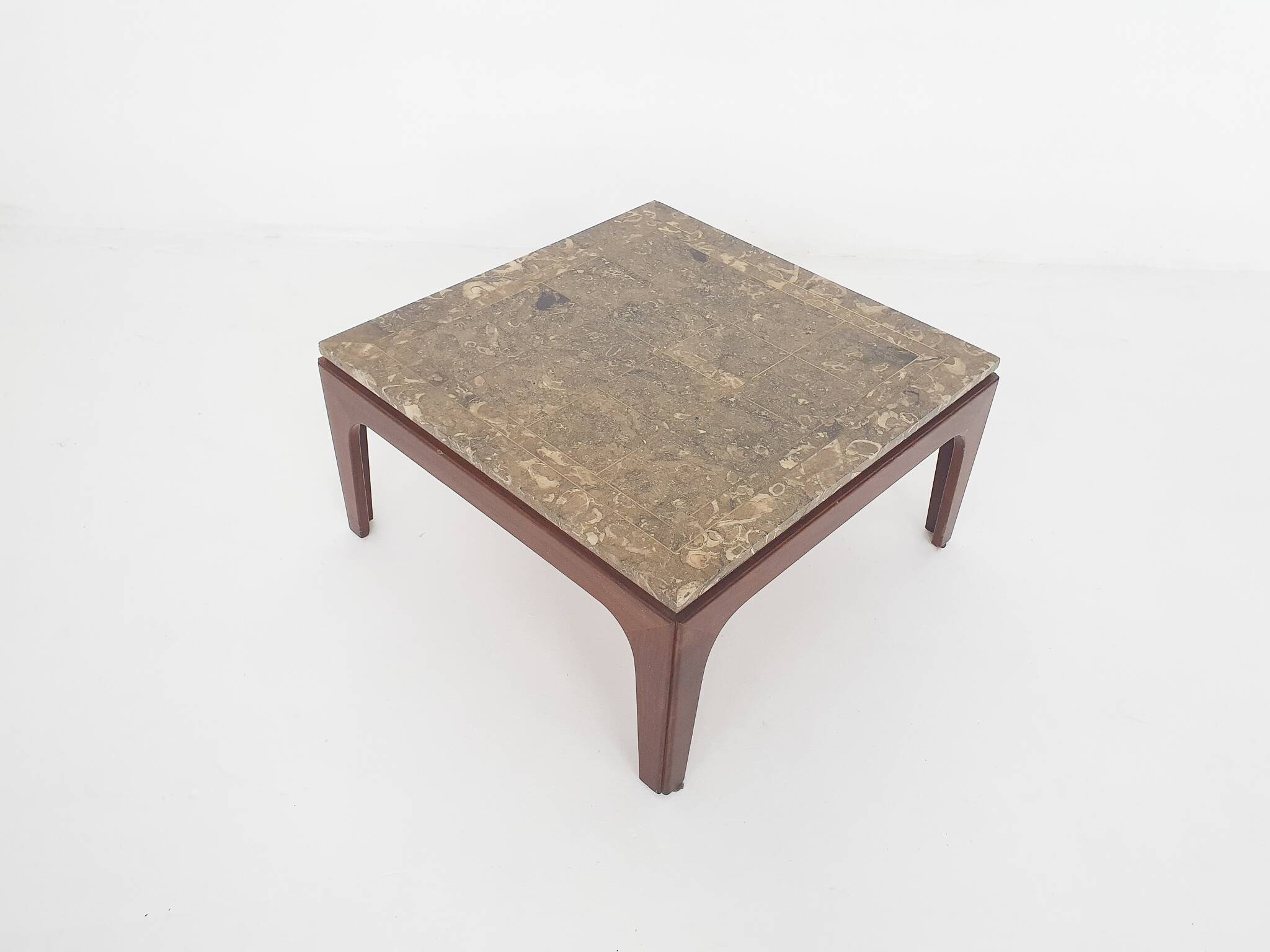 Mid-century fossil stone coffee table