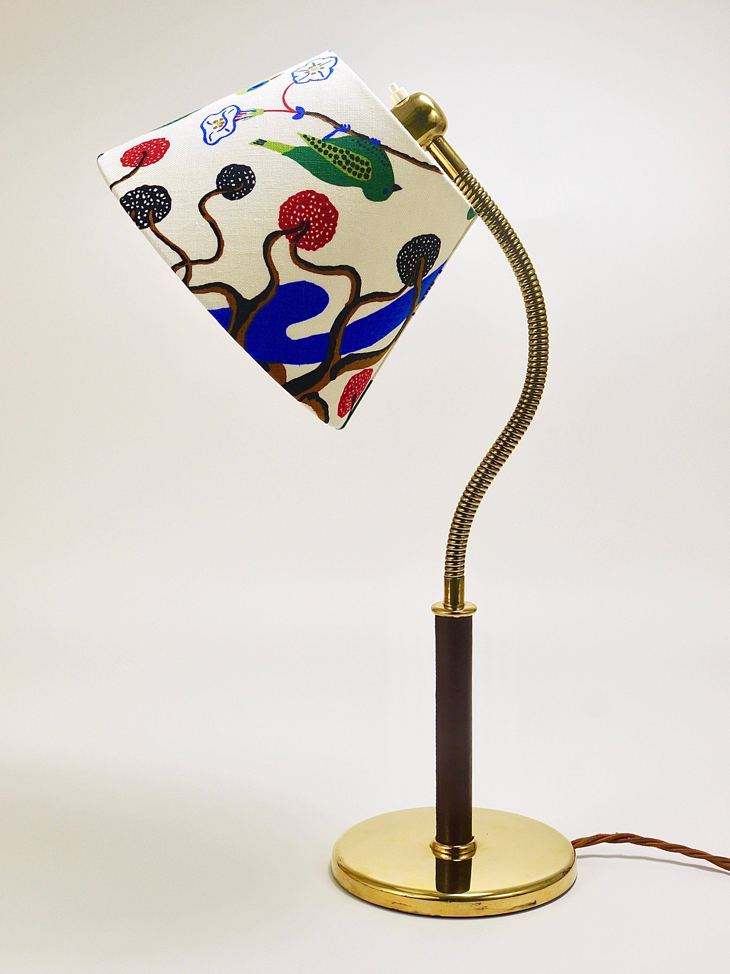 Table Lamp Josef Frank J.T. Kalmar Table Everywhere, Brass & Leather, Austria, 1930