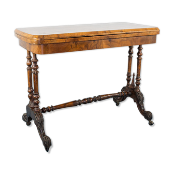 Table de table de jeu poker et écriture antique racine noyer incrsein XlXe siècle