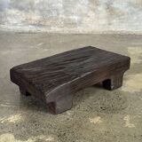 Small stool, black solid teak accent stool wabi-sabi L30 W8.5 H6.