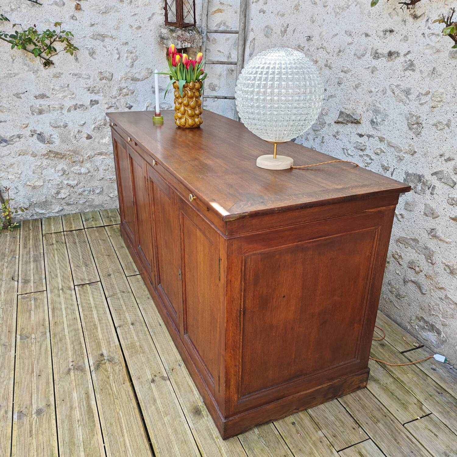 Large oak trading counter