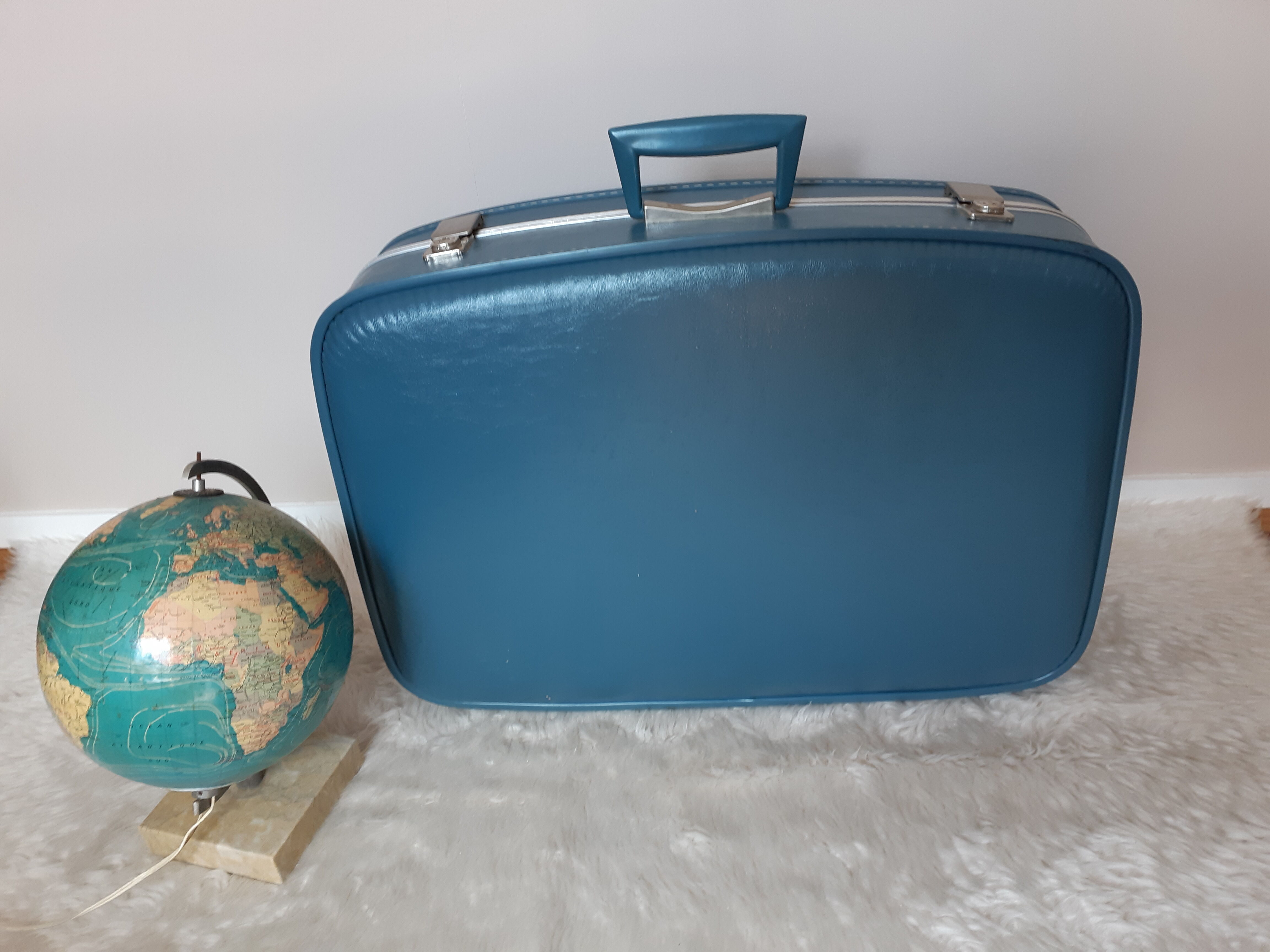 Suitcase hostess blue large