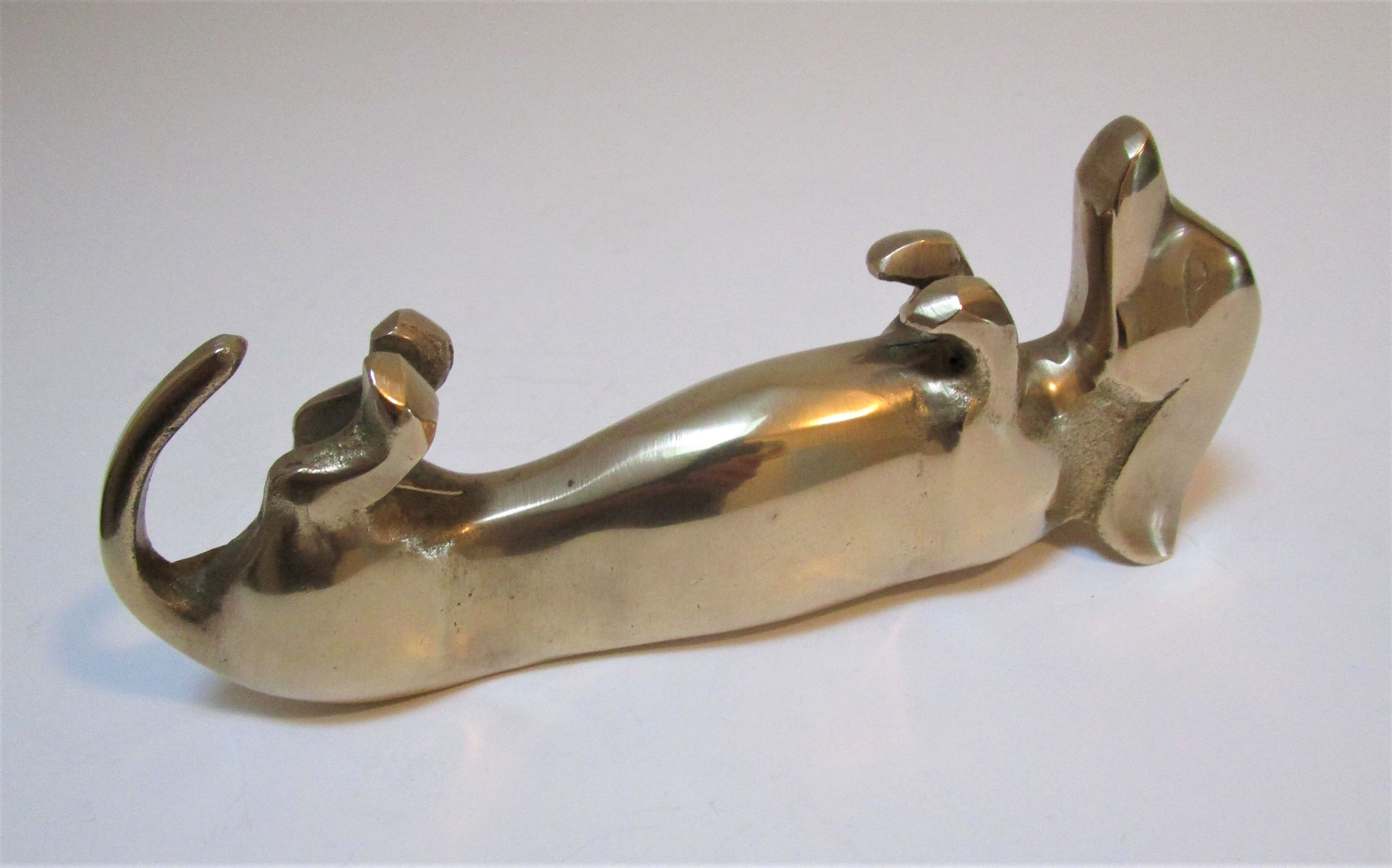 Dachshund solid brass vintage zoomorphic paperweight 60s-70s