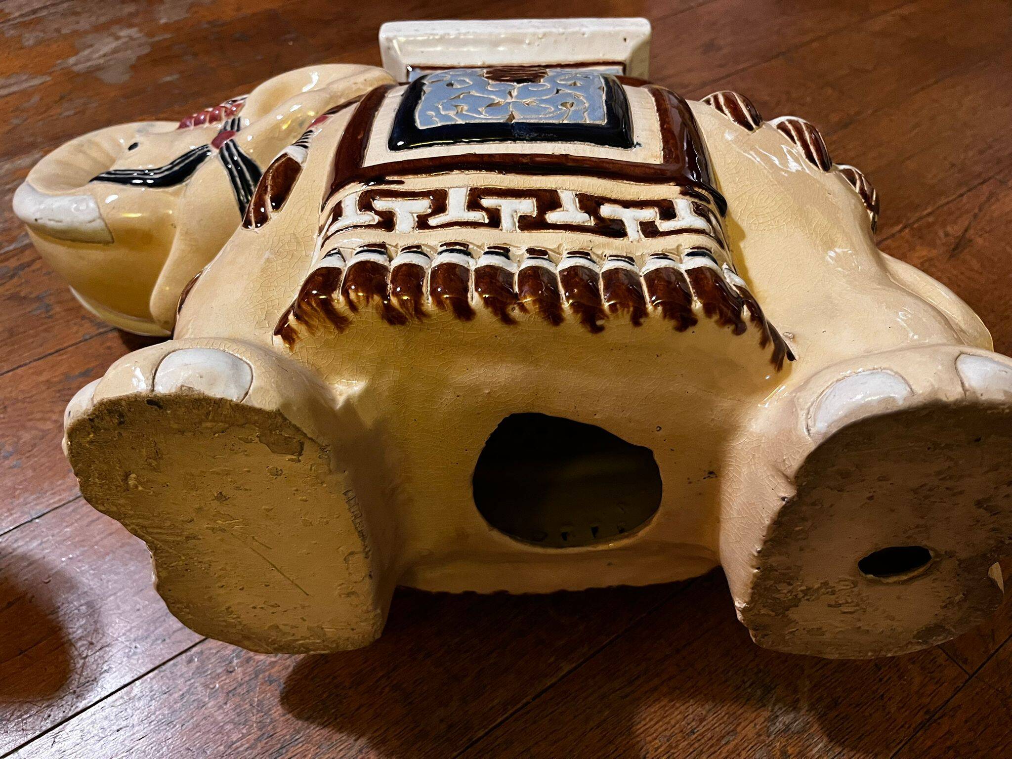 Elephant plant pot ceramic 1970s - xl - blue -