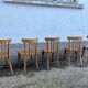 Série de 5 chaises bistrot bohème hêtre - vintage - 1950