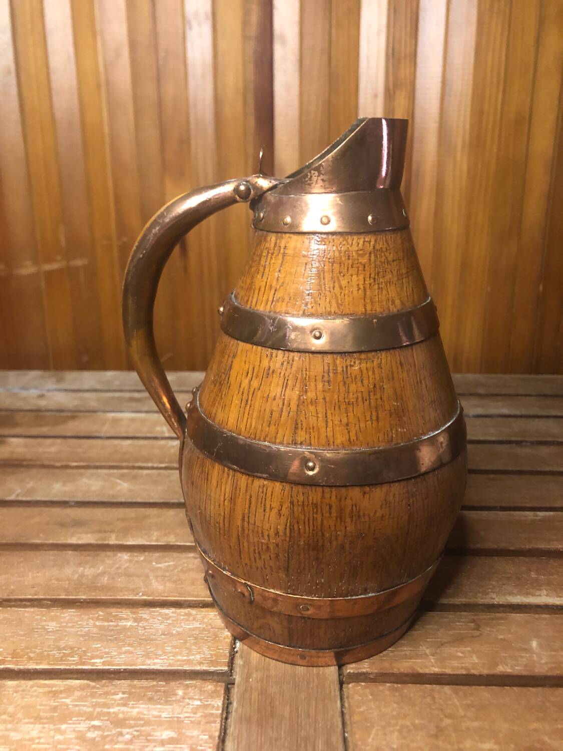 Ancien Pichet BLANCHET Bois + Cerclage Cuivre Vintage