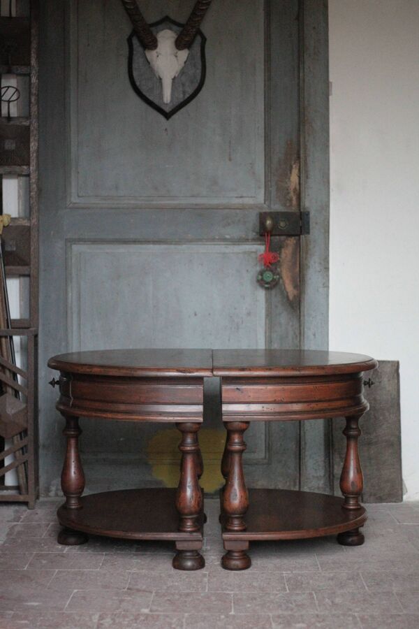 Paire de table de nuit bois arrondies, table de chevet, bout de canapé