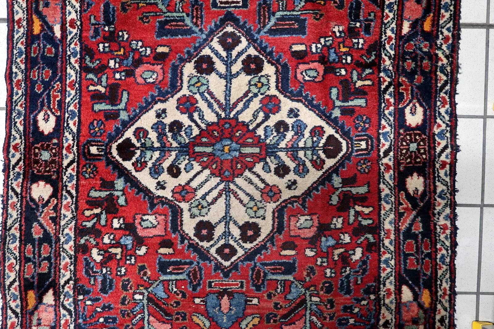Couloir persan antique Hamadan fait main 3,5' x 9,9' années 1920 - 1C1211