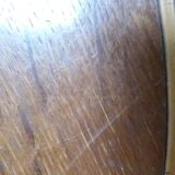 Round coffee table in wicker and bamboo