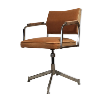 Swivel office chair restored ochre velvet