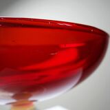 Red Venetian blown glass coupe on a foot with opaline and vintage soap bubble.