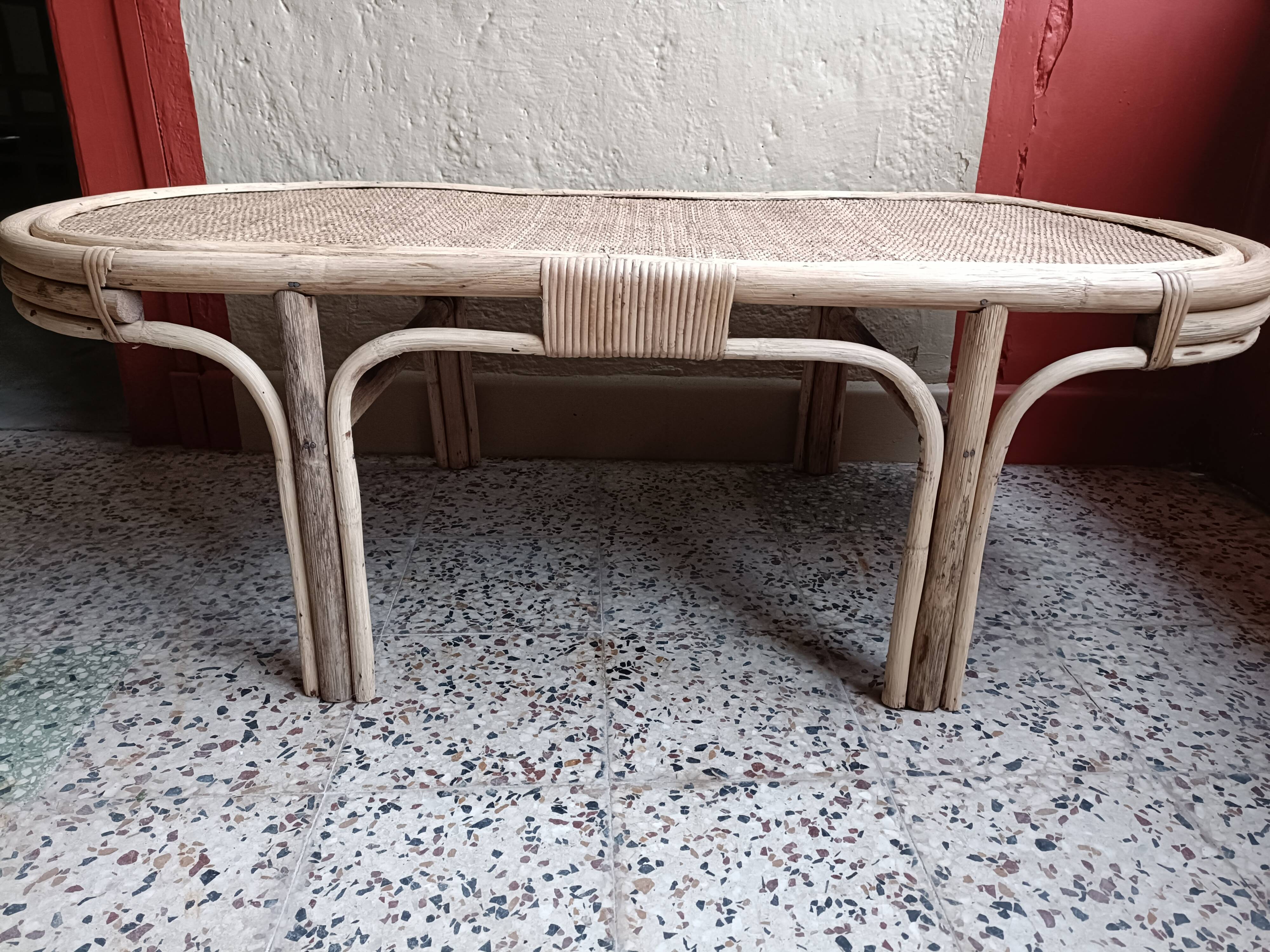 Refurbished rattan coffee table