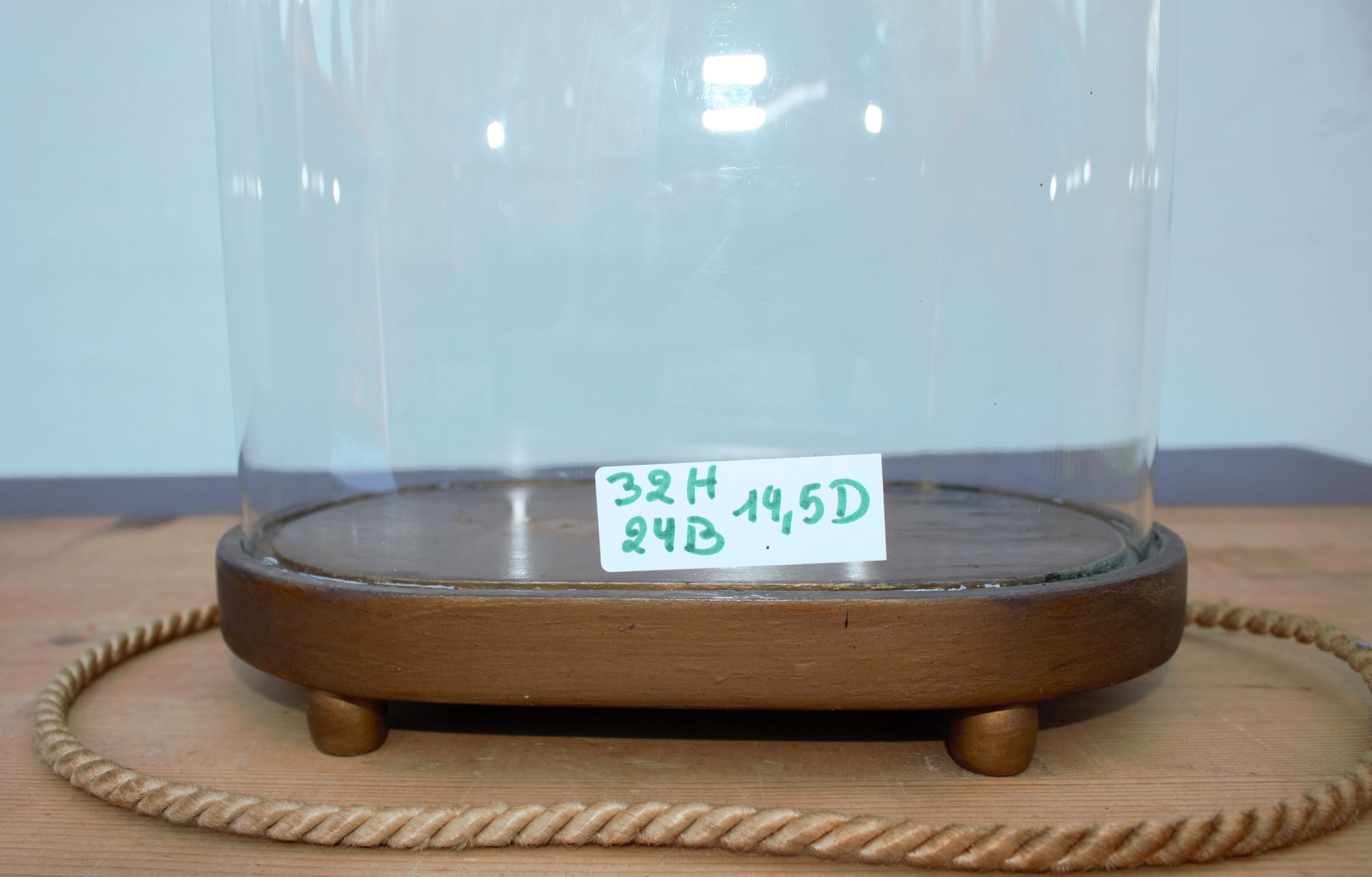 Antique wedding globe in oval glass 32 cm high