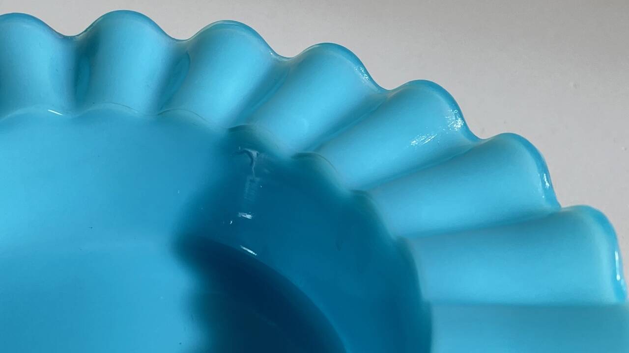 CENDRIER Vide-Poche Verre OPALIN Bleu VINTAGE