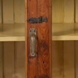 Antique Art Deco display case in Burmese teak with original yellow interior patina