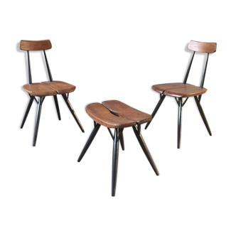 Chairs & stool Pirkka by Ilmari Tapiovaara, 1950