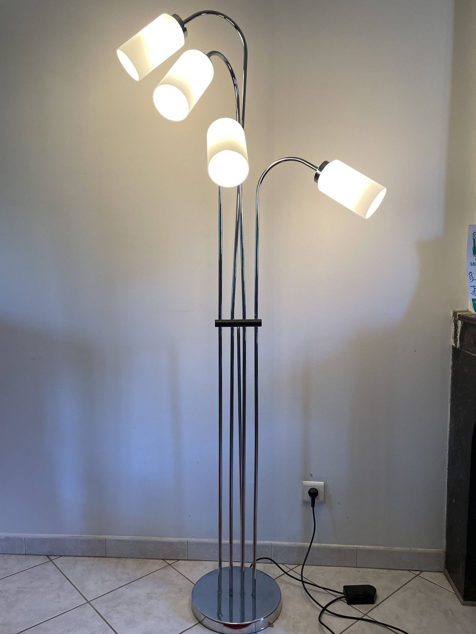 Lampadaire design chrome 1970
