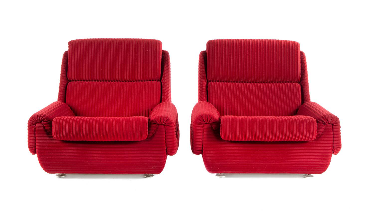 Vintage living Room set in Red fabric, Jitona, 1970s