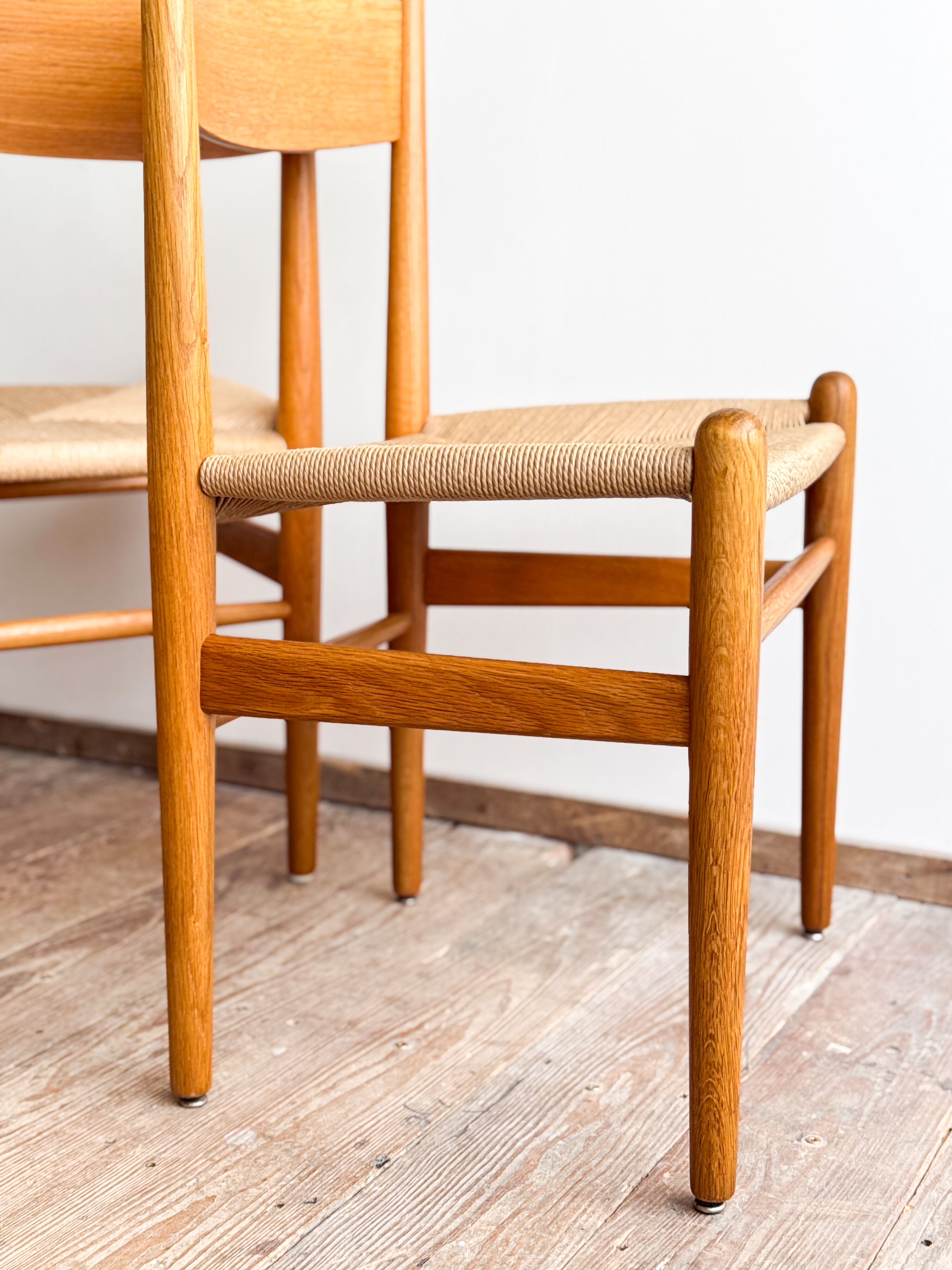 Ensemble de 6 chaises CH36 de Hans J. Wegner en chêne, corde danoise