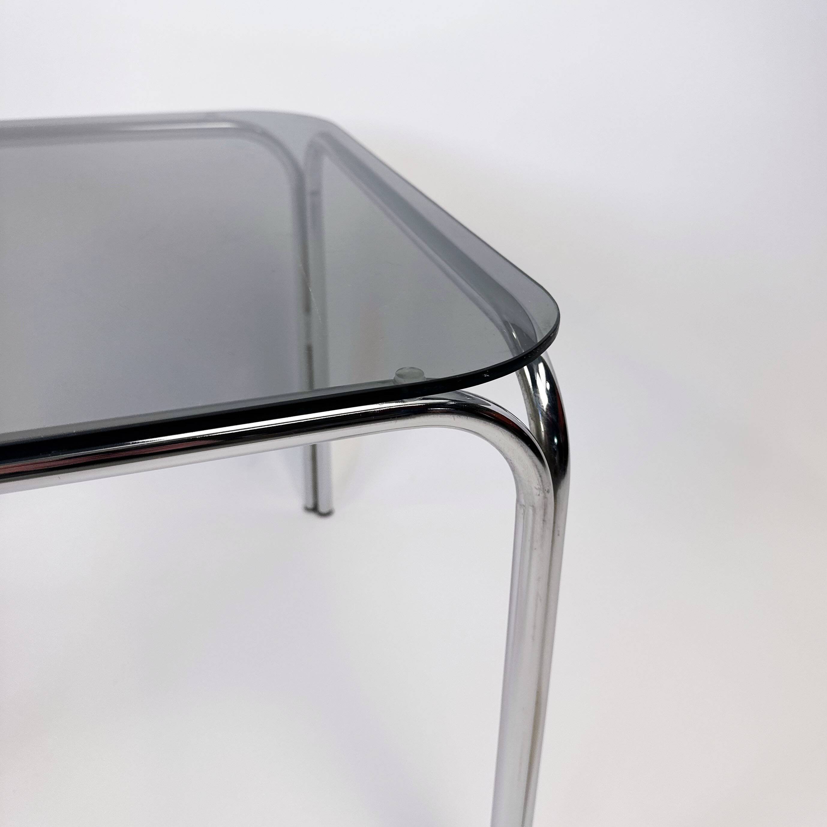 1970s chrome and glass coffee table