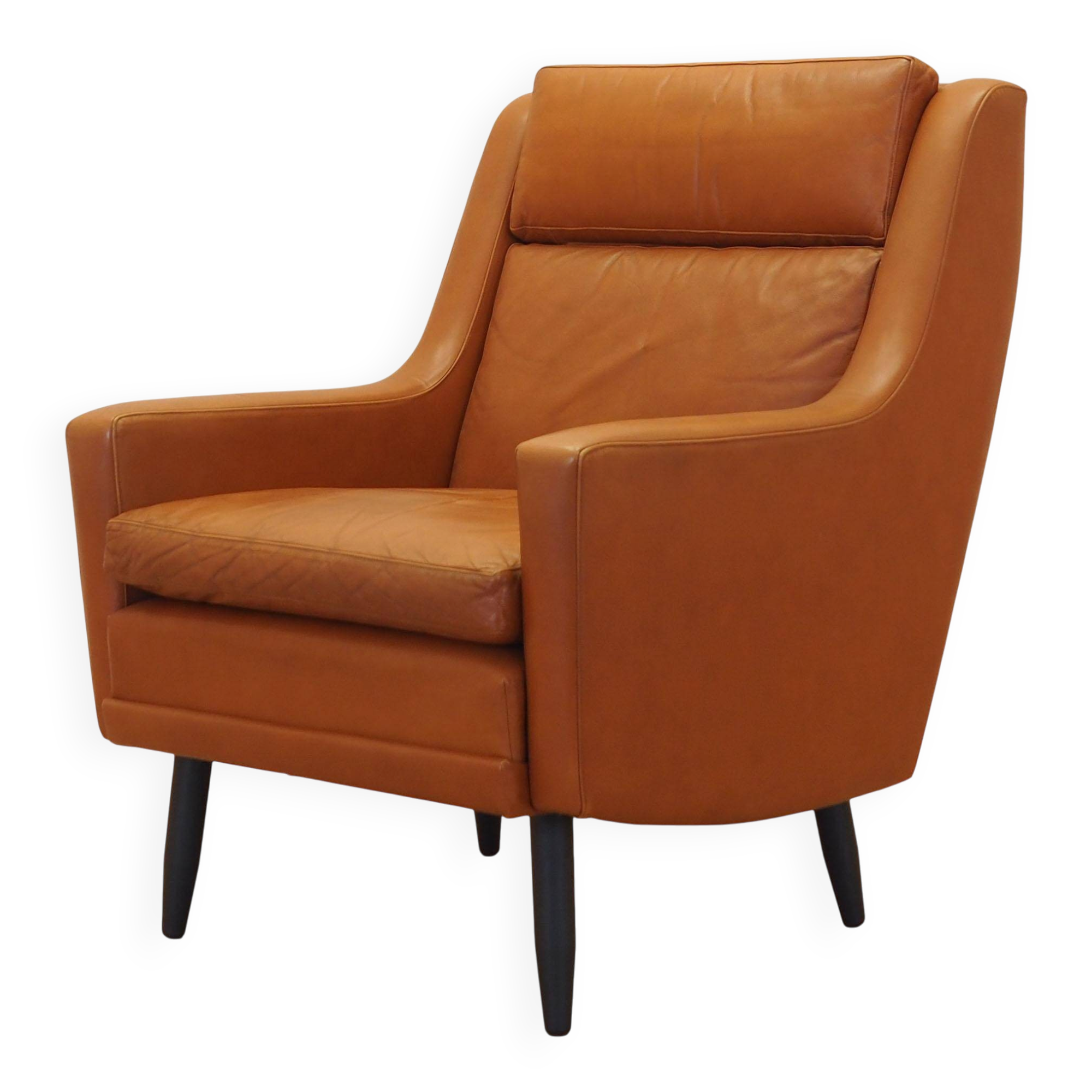 Fauteuil orange, design danois, années 1970, fabriqué au Danemark