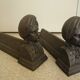 chenets anciens fonte décor orientaliste cast iron fireplace andirons