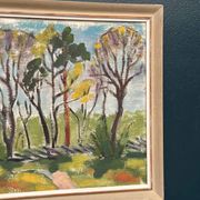 Original Swedish Oil on Panel - 'Forest Path'  – Unsigned Vintage & Framed