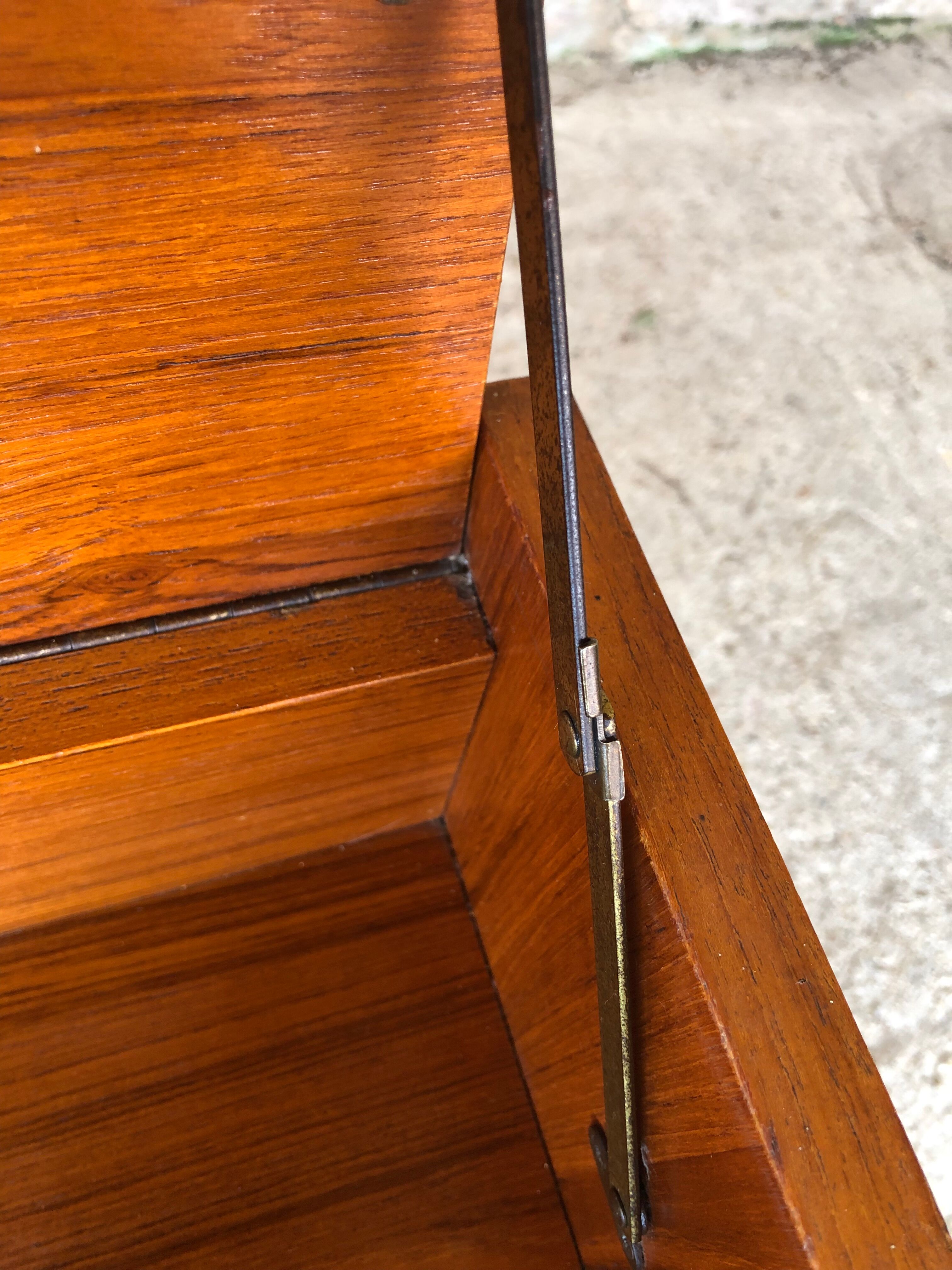 Vintage modular chest of drawers in teak and grey skaï, circa 60's