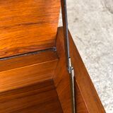 Vintage modular chest of drawers in teak and grey skaï, circa 60's