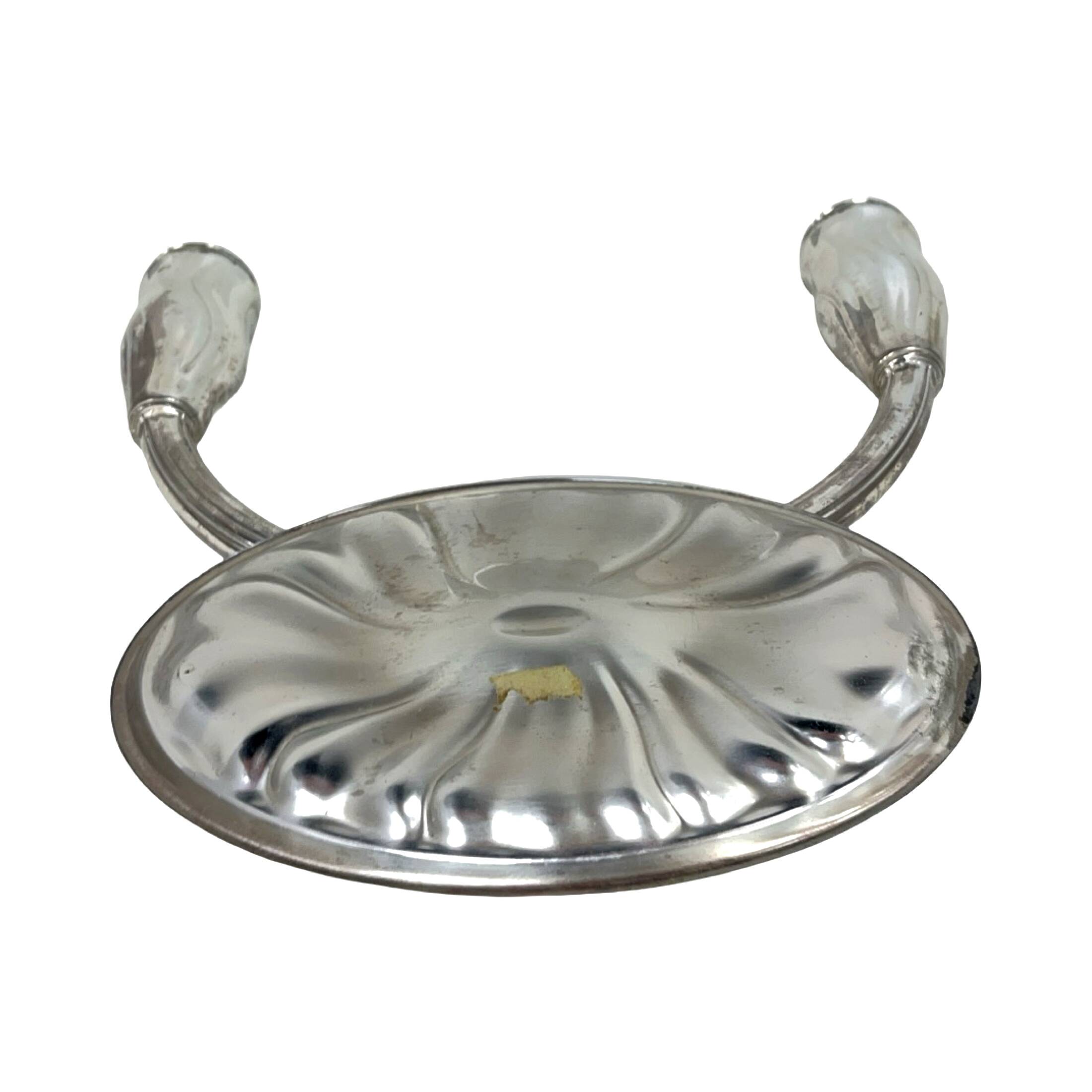 Art Deco two-arm candlestick, silver-plated, 1920s/1930s.