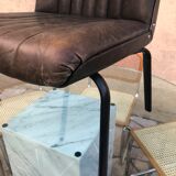 Fauteuil en cuir vert bronze 1950