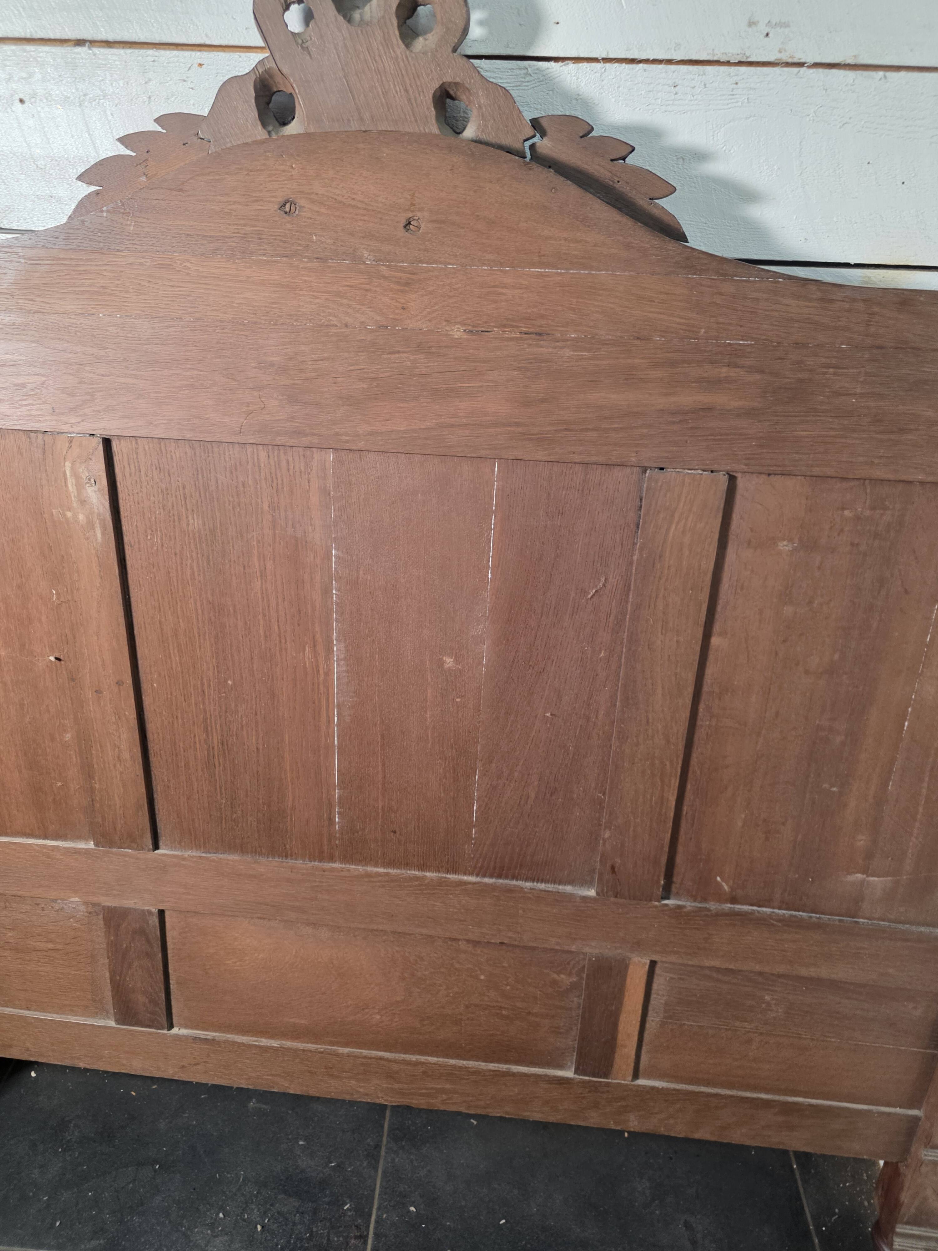 Antique solid oak headboard