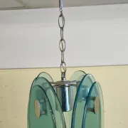 Nilo Veca for Fontana Arte: Vintage design pendant light in smoked green glass.