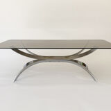 Chromed Vintage Coffe Table with Smoked Glass Top, 1970s