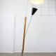 Mid-century italian aluminum & wood floor lamp with reflector
