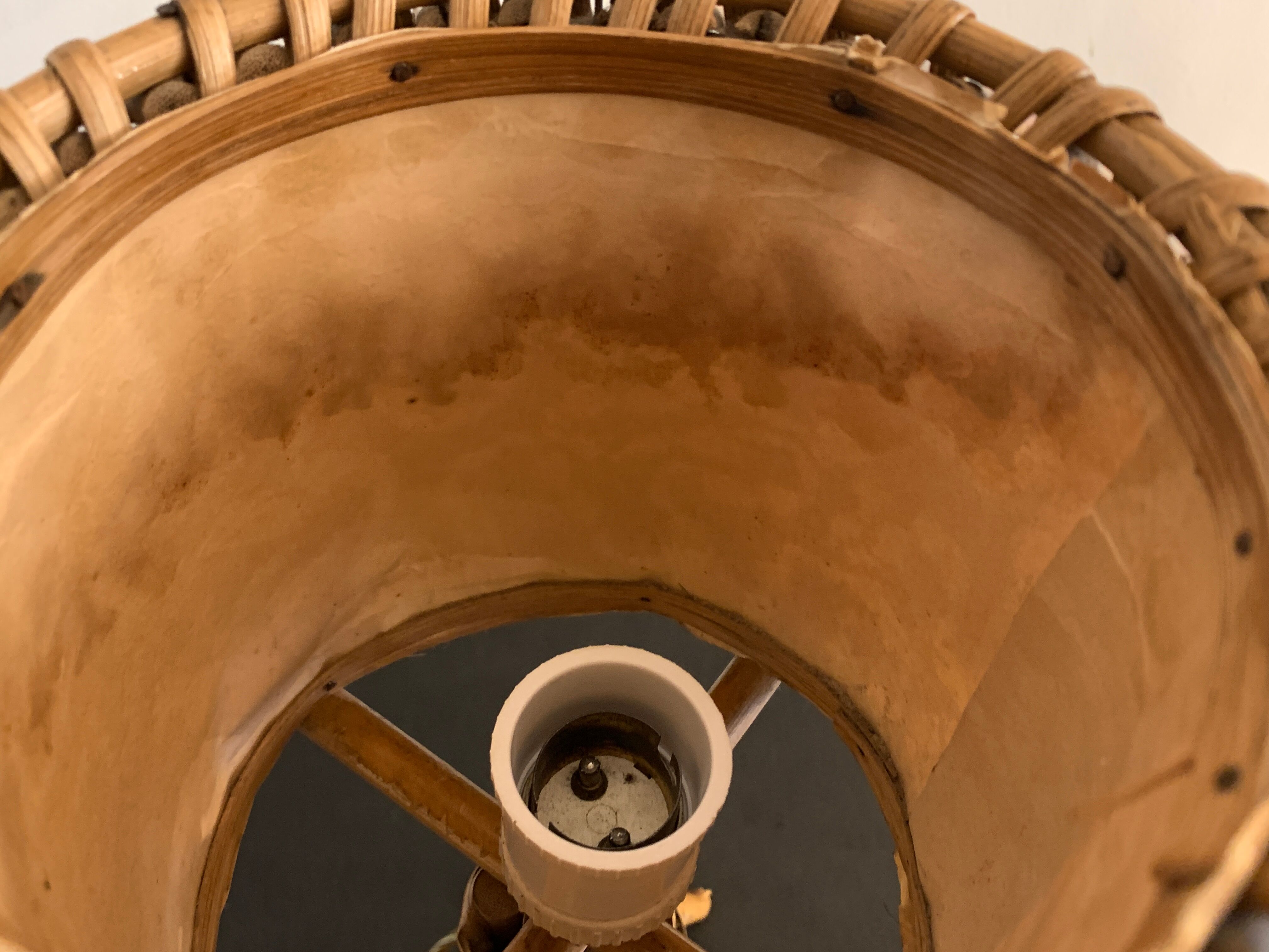 Rattan lamp in the shape of an ellipse Louis Sognot 1950