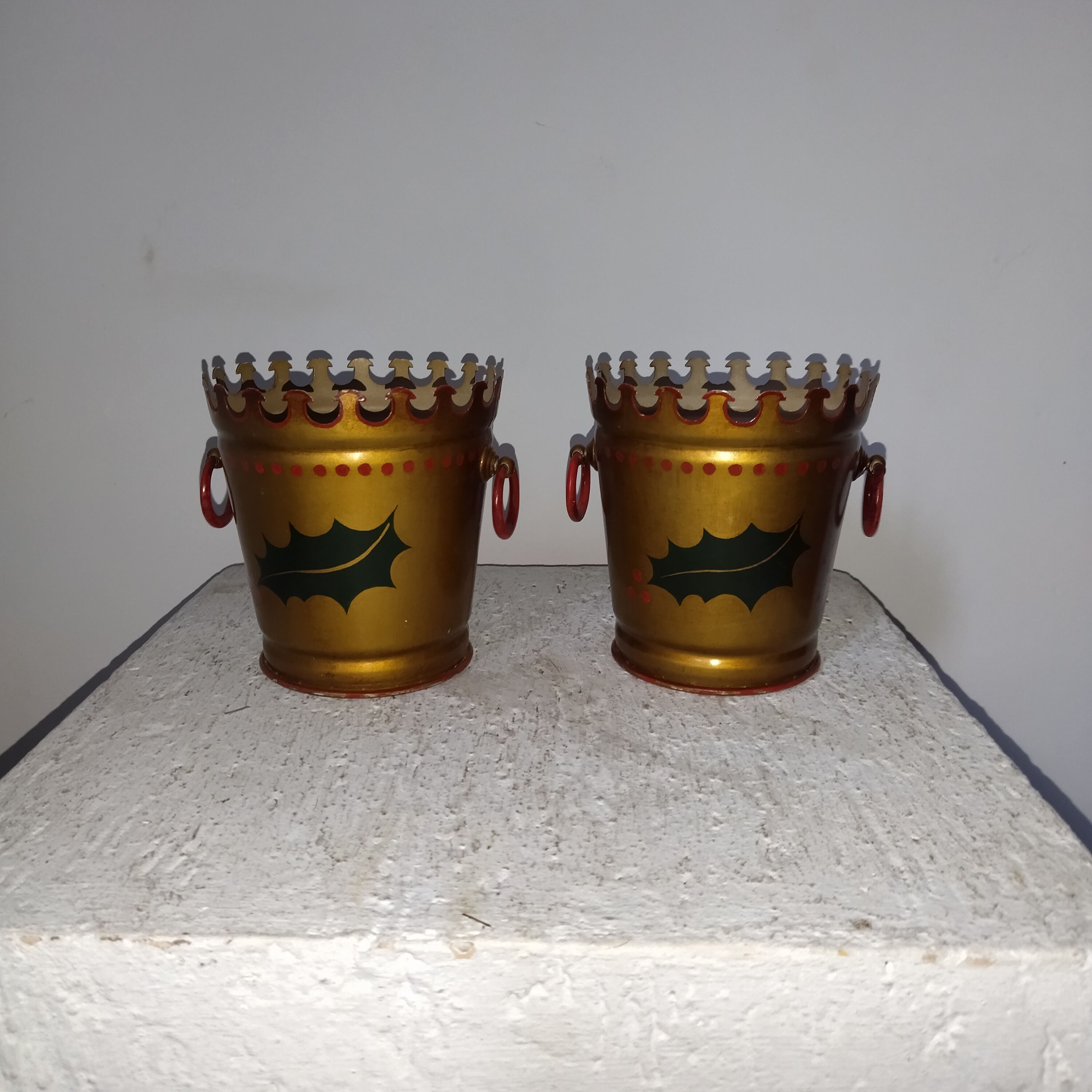 Pair of Lancel Paris metal pot covers