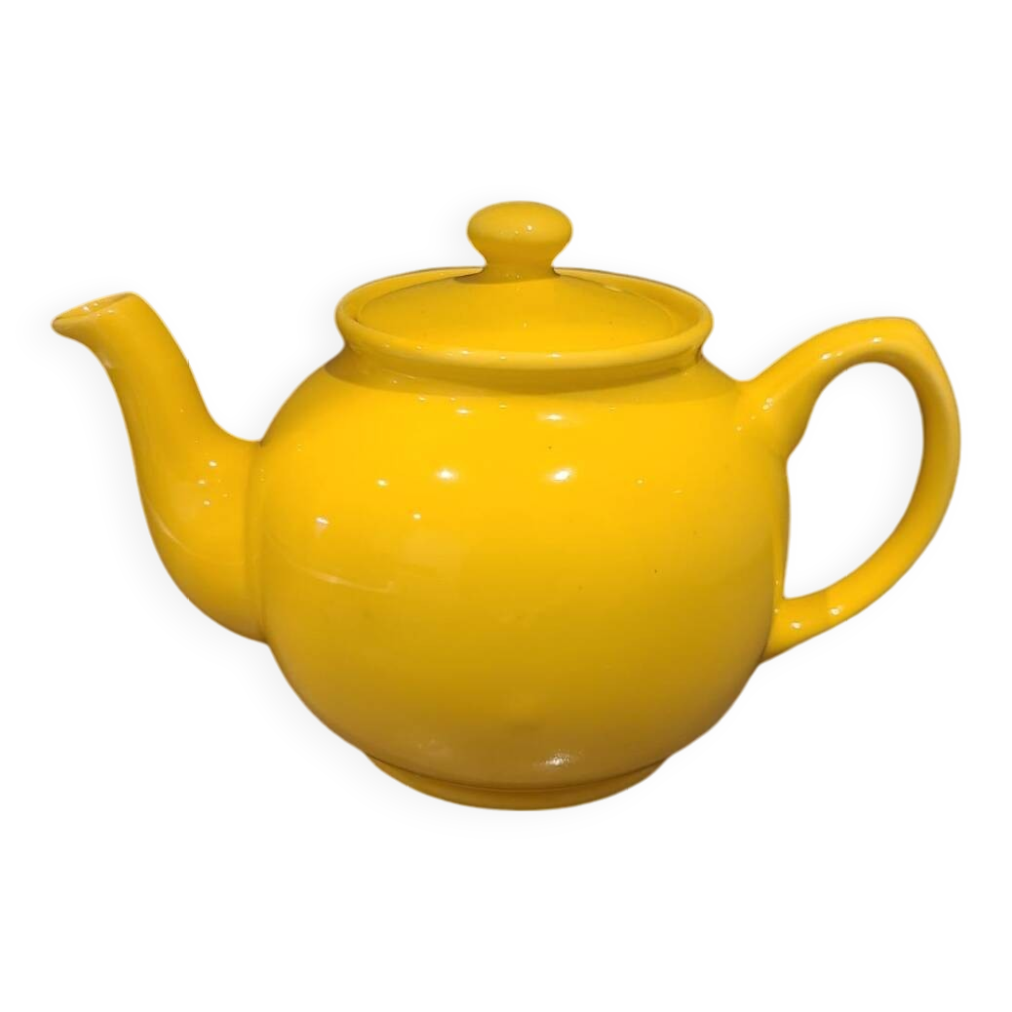 Vintage ceramic teapot blank England sunny yellow glossy ANGLETE with sock