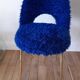 Chair in royal blue moumoute and brass legs 60s