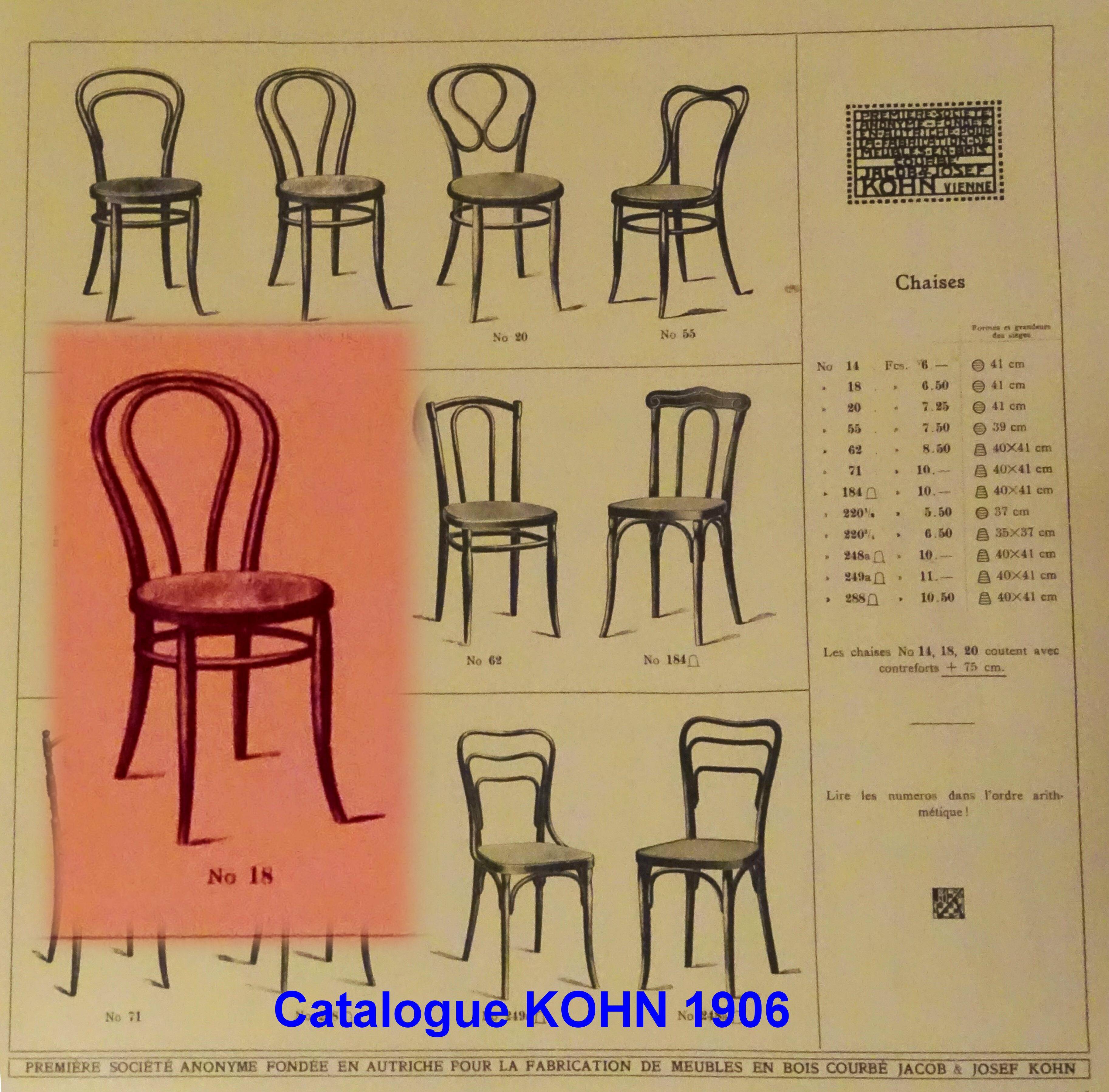 Pair of kohn n°18 1/2 bistro chairs from 1900, wooden seat - no thonet -