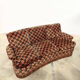 "Maximalist" 3-Seater Sofa 70s – Carved Velvet & Feathers