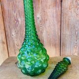 Italian carafe Empoli in green bubbled glass from the 1970s.