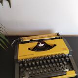Vintage yellow portable typewriter, functional, AEG, new ribbon
