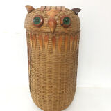 Vintage laundry basket "owls", 1970