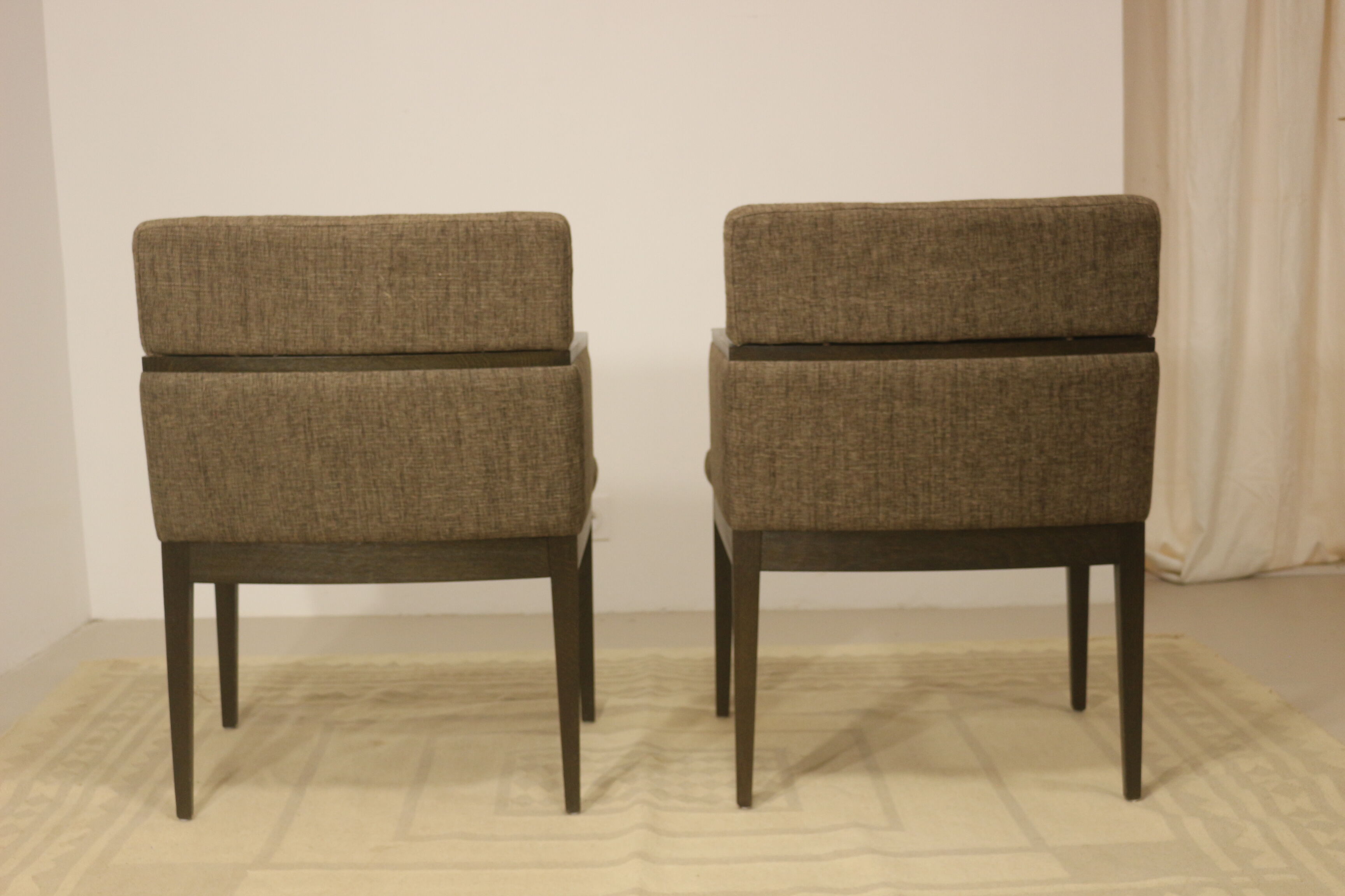 Pair of armchairs cube year 1960 fabric chiné brown color