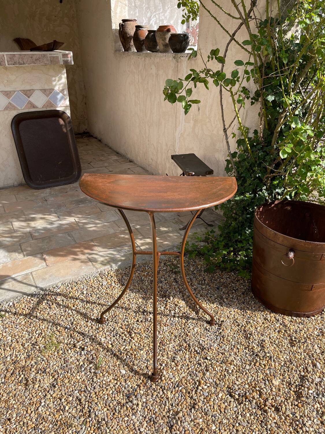 Artisanal wrought iron console table