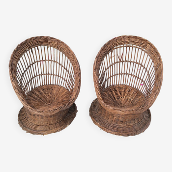 Wicker basket armchairs