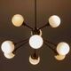 Impressive brass chandelier with opaline globes, Italy 1960s