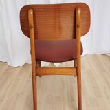 Vintage Beech Wood Dining Chair: Red Faux Leather, Made in Yugoslavia