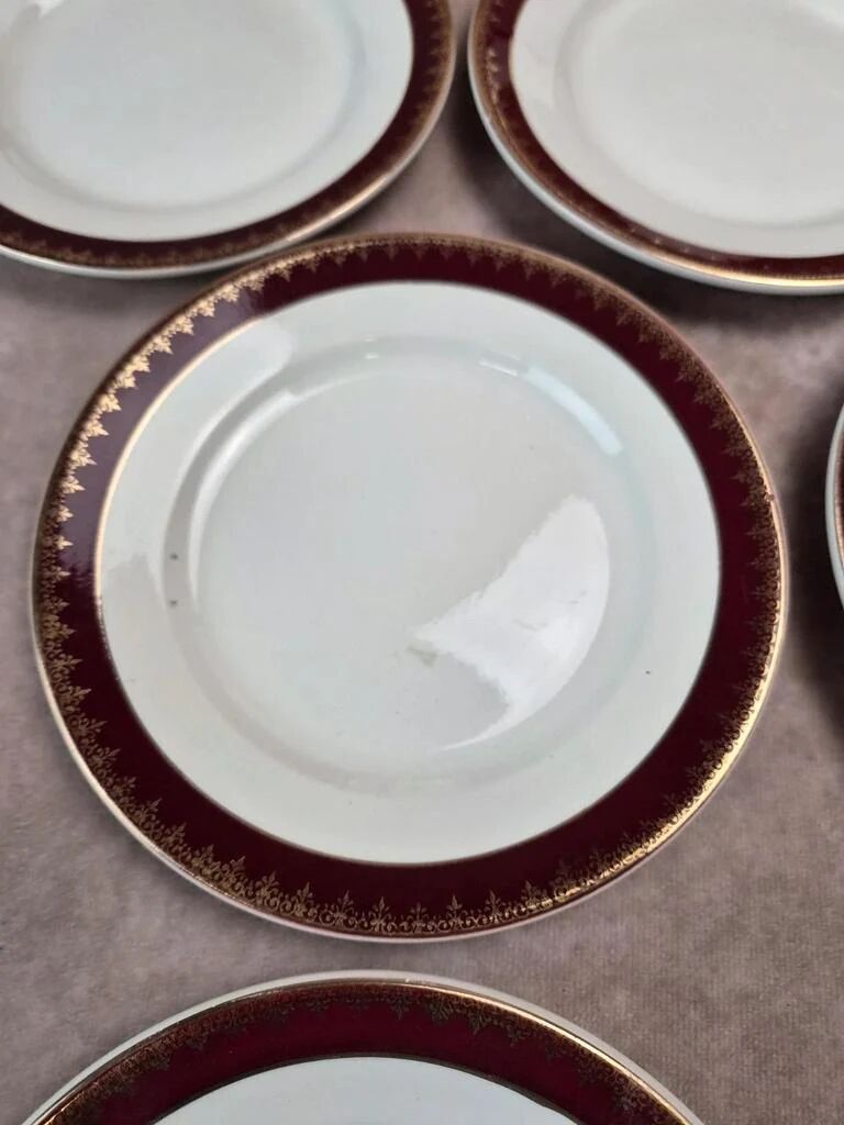 Lot de 12 assiettes à dessert Digoin Sarreguemines « rubis »